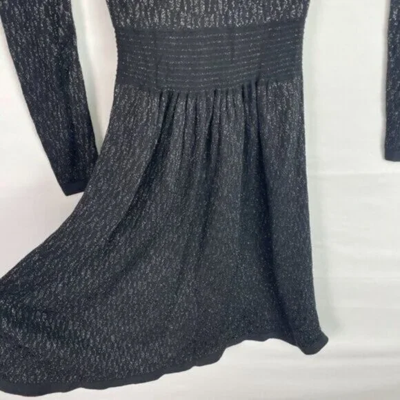 Sandro Ritournelle Metallic Long Sleeve Jacquard Knit Mini Dress Black 1/ S/ 4 - Picture 5 of 8